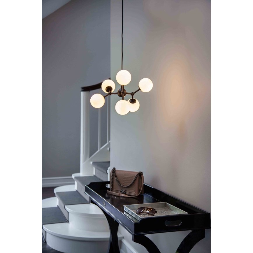Halo Design 736546 - Cable-suspended pendant ATOM 6xG9/28W/230V Ø 45 cm black/white