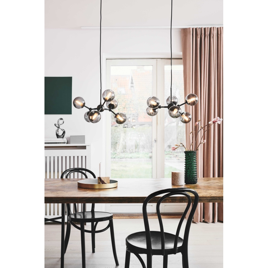 Halo Design 736553 - ATOM cable-suspended chandelier 6xG9/28W/230V Ø 45 cm black/smoky black