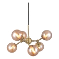Halo Design 736560 - ATOM cable-suspended chandelier 6xG9/28W/230V, Ø 45 cm, brass/smoky beige