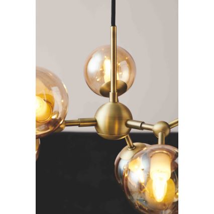 Halo Design 736560 - ATOM cable-suspended chandelier 6xG9/28W/230V, Ø 45 cm, brass/smoky beige
