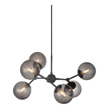 Halo Design 738823 - ATOM cable-suspended pendant 6xG9/28W/230V Ø 57 cm black/smoked black