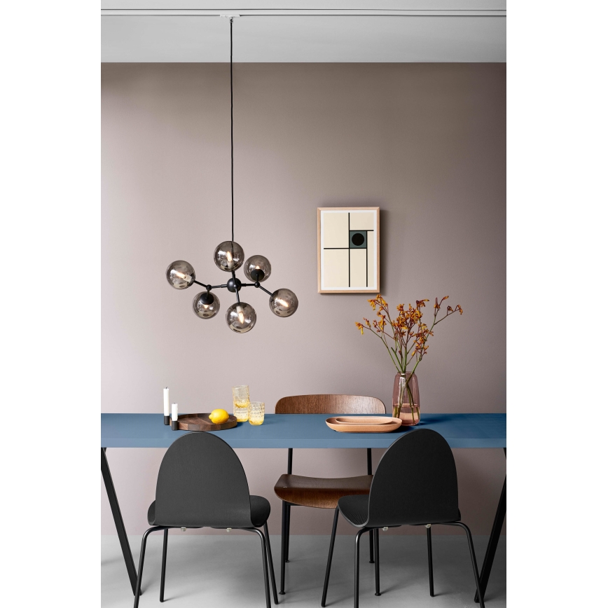 Halo Design 738823 - ATOM cable-suspended pendant 6xG9/28W/230V Ø 57 cm black/smoked black
