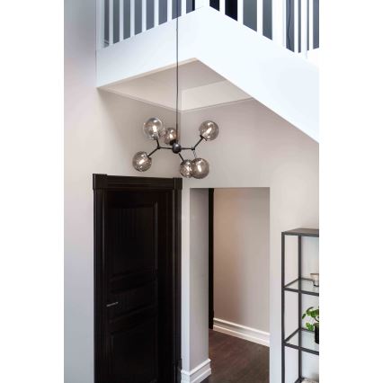 Halo Design 738823 - ATOM cable-suspended pendant 6xG9/28W/230V Ø 57 cm black/smoked black