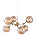 Halo Design 738830 - ATOM Cable-suspended Pendant Light, 6x G9/28W/230V, Ø 57 cm, Brass/Smoky Beige