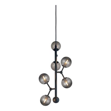 Halo Design 738854 - ATOM cable-suspended chandelier 6xG9/28W/230V, Ø 30 cm, black/smoked black