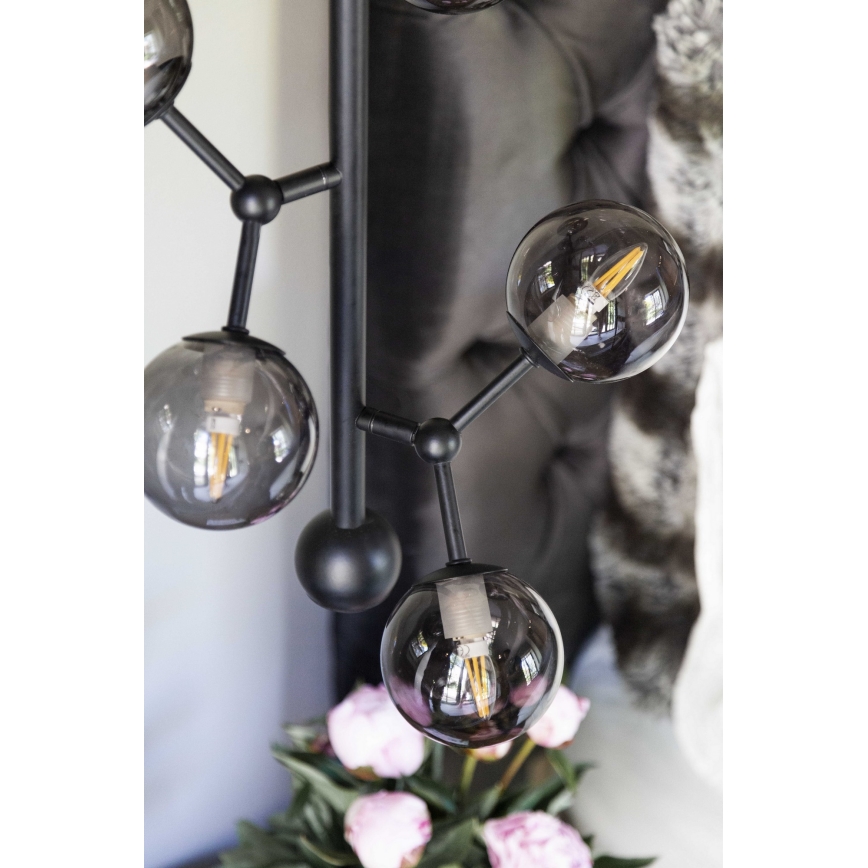 Halo Design 738854 - ATOM cable-suspended chandelier 6xG9/28W/230V, Ø 30 cm, black/smoked black