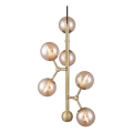 Halo Design 738861 - ATOM cable-suspended pendant, 6× G9 / 28W / 230V, Ø 30 cm, brass / smoked beige