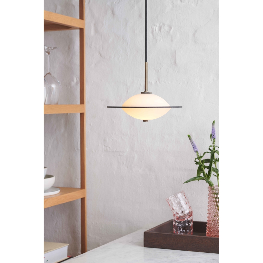 Halo Design 743599 - Cable-hung pendant ORBIT 1xG9/7W/230V dia. 24 cm white/brass/smoked grey