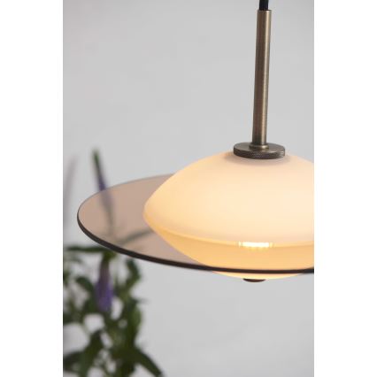 Halo Design 743599 - Cable-hung pendant ORBIT 1xG9/7W/230V dia. 24 cm white/brass/smoked grey