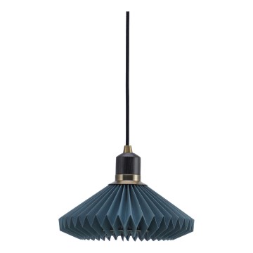 Halo Design 744060 - PARIS cable-hung pendant light 1xG9/28W/230V Ø 24 cm blue/brass/oak