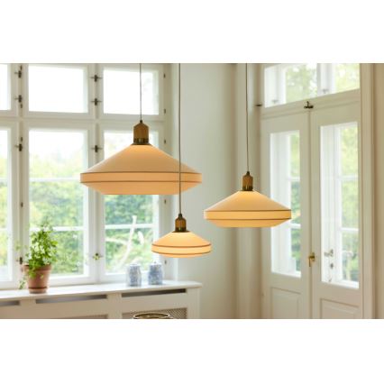 Halo Design 744091 - PARIS cable-suspended pendant light 1x E14/40W/230V, Ø 24 cm, cream/brass/oak