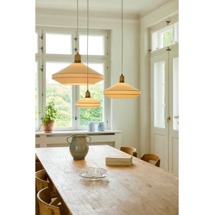 Halo Design 744305 - PARIS cable pendant light 1xE27/40W/230V Ø 56 cm cream/brass/oak