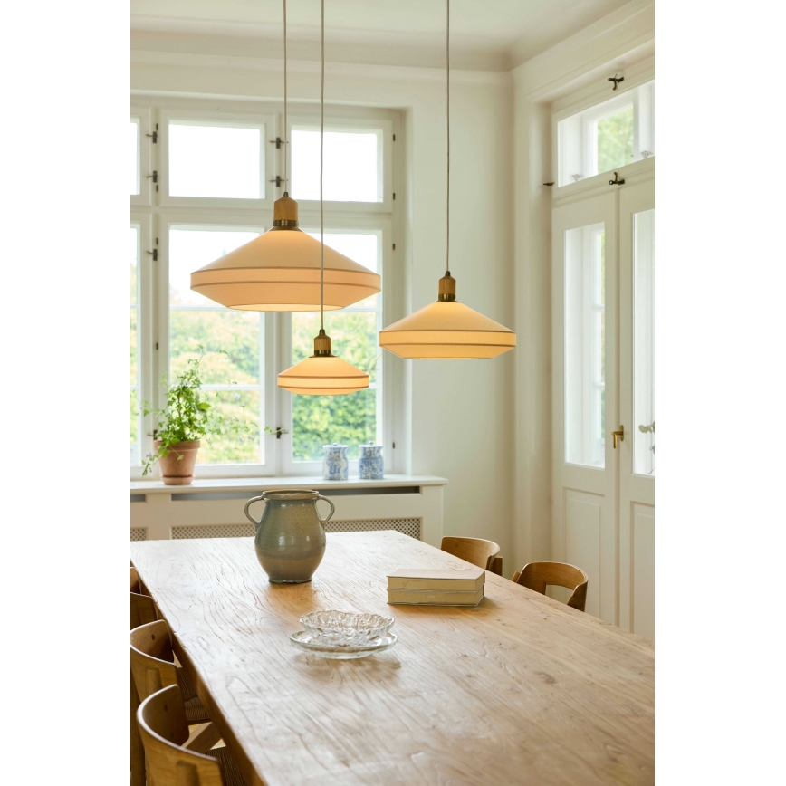 Halo Design 744305 - PARIS cable pendant light 1xE27/40W/230V Ø 56 cm cream/brass/oak