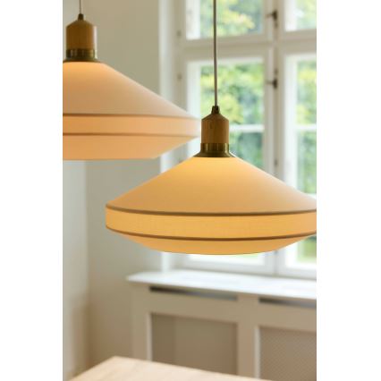 Halo Design 744305 - PARIS cable pendant light 1xE27/40W/230V Ø 56 cm cream/brass/oak
