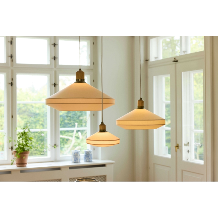 Halo Design 744305 - PARIS cable pendant light 1xE27/40W/230V Ø 56 cm cream/brass/oak