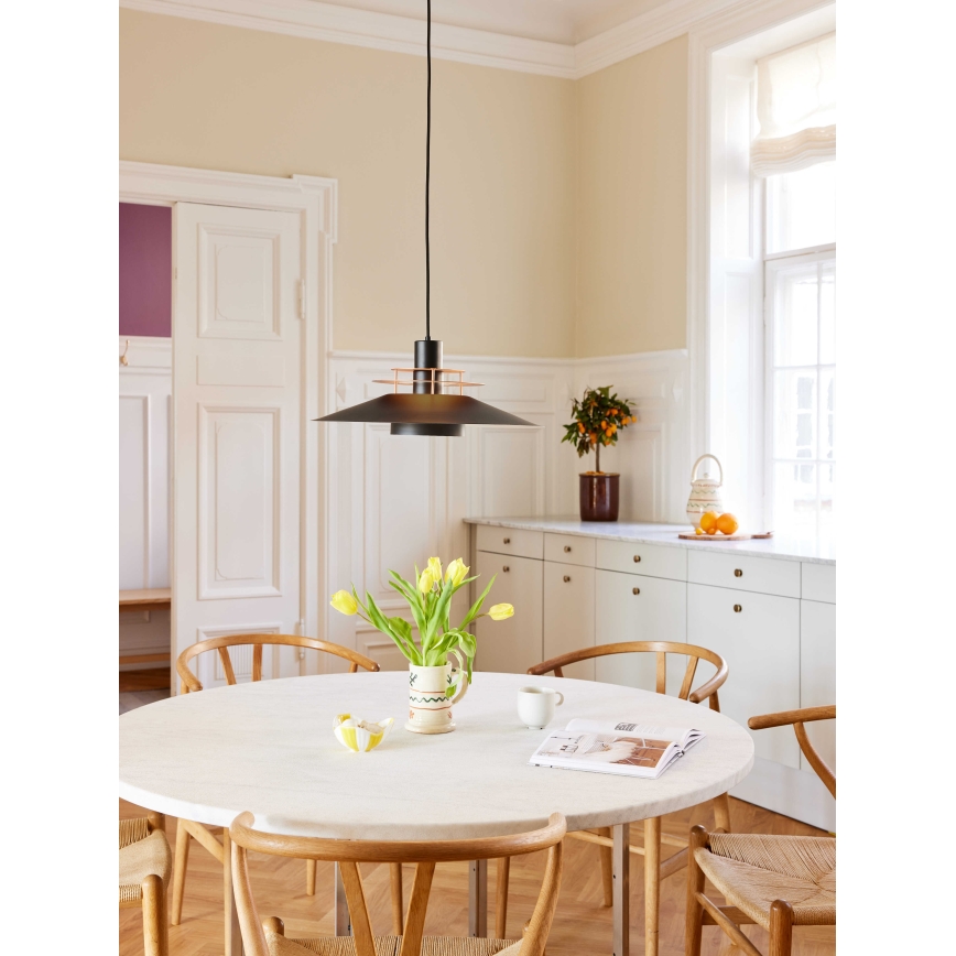 Halo Design 744503 - RIVOLI cable-hung pendant light 1xE27/40W/230V Ø 50 cm black/copper