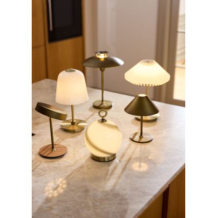 Halo Design 745784 - ON THE MOVE Dimmable Rechargeable LED Table Lamp, 2.5W, 4000 mAh, Brass/Wood