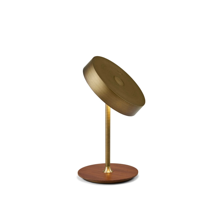 Halo Design 745784 - ON THE MOVE Dimmable Rechargeable LED Table Lamp, 2.5W, 4000 mAh, Brass/Wood