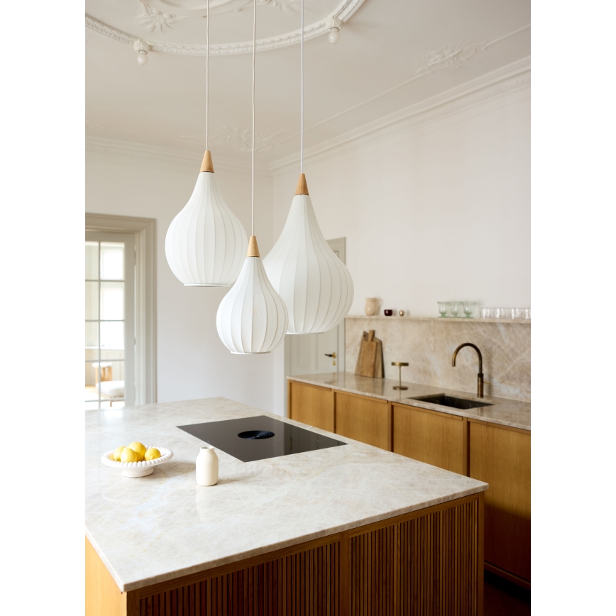 Halo Design 746262 - DROPS cable-hung pendant light 1xE27/40W/230V, Ø 30 cm, white/oak