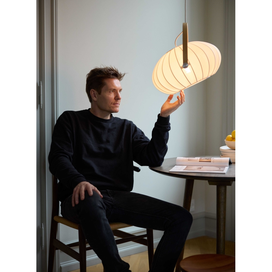 Halo Design 746347 - DC cable pendant, 1xE27/40W/230V, Ø 40 cm, white/oak