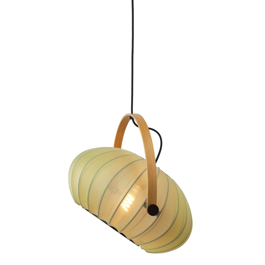 Halo Design 746361 - Pendant light on cable DC 1xE27/40W/230V Ø 40 cm green/oak