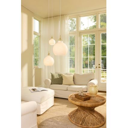 Halo Design 747993 - TOSCANA cable-suspended pendant light 1xE27/40W/230V Ø 27 cm cream/brass