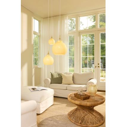 Halo Design 748006 - TOSCANA cable-hung pendant 1xE27/40W/230V Ø 27 cm beige/brass