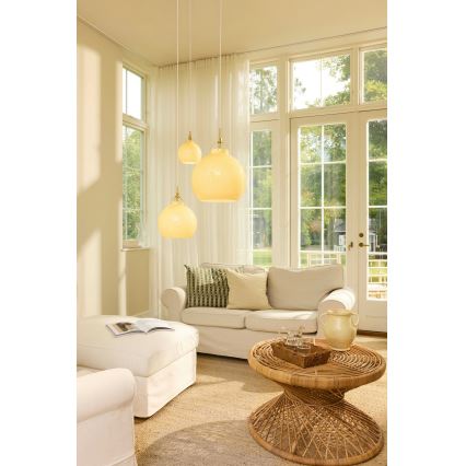 Halo Design 748075 - Cable-hung pendant light TOSCANA 1xE27/40W/230V Ø 36 cm beige/brass