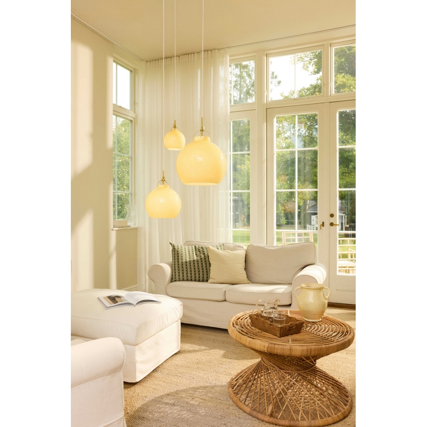 Halo Design 748075 - Cable-hung pendant light TOSCANA 1xE27/40W/230V Ø 36 cm beige/brass