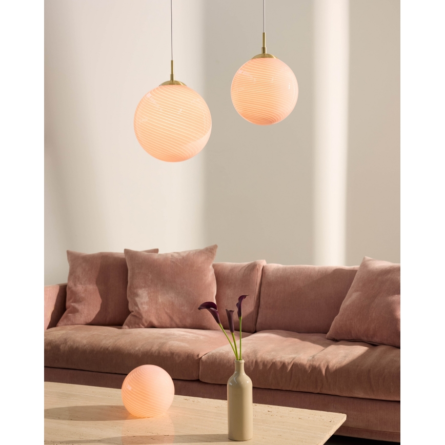 Halo Design 748488 - Cable-suspended pendant CANDY 1xE27/25W/230V dia. 25 cm pink/brass