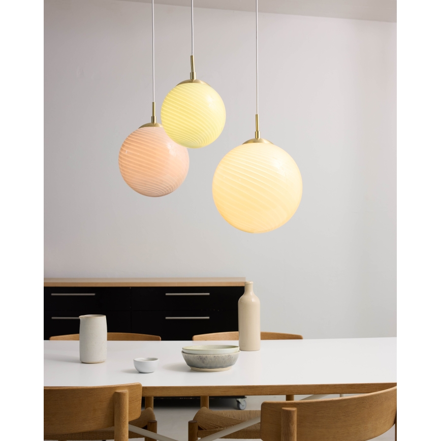 Halo Design 748488 - Cable-suspended pendant CANDY 1xE27/25W/230V dia. 25 cm pink/brass