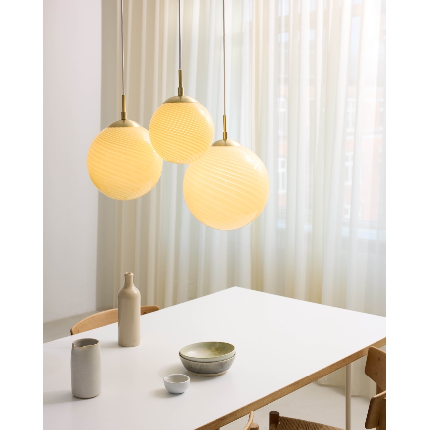 Halo Design 748587 - CANDY cable-suspended pendant 1xE27/25W/230V Ø 30 cm beige/brass