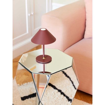 Halo Design 800834 - Dimmable LED Rechargeable Outdoor Table Lamp HYGGE LED/3W/4000 mAh IP54 Burgundy