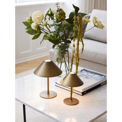 Halo Design 800841 - LED Dimmable Outdoor Rechargeable Table Lamp HYGGE LED/3W/4000 mAh IP54 Brass