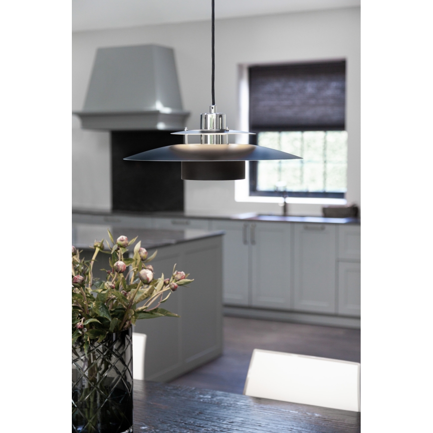 Halo Design 990259 - SORUP Cable Pendant Light 1xE27/40W/230V, Ø 40 cm, Black/Polished Chrome