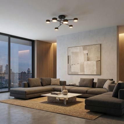 HALO Flush-mount chandelier 6xGX53/10W/230V, Black