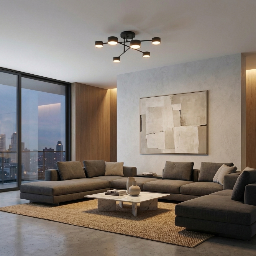 HALO Flush-mount chandelier 6xGX53/10W/230V, Black