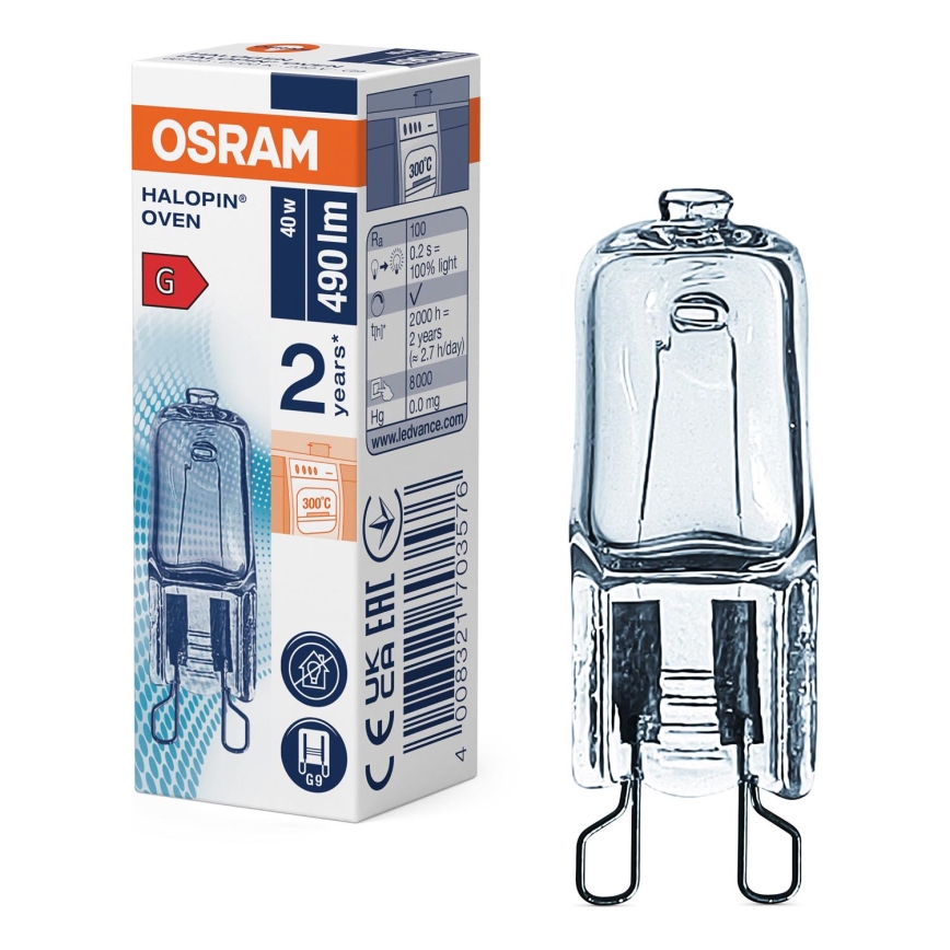 HALOPIN G9 Oven Bulb 40W/230V 2700K - Osram