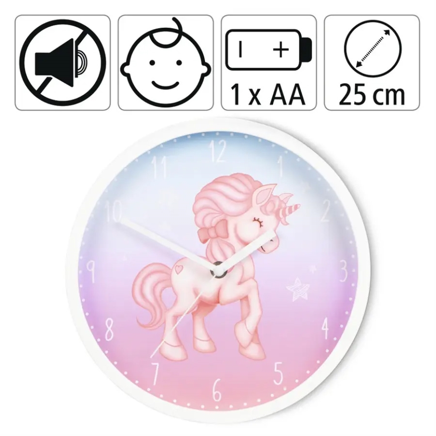 Hama - Children's wall clock 1xAA unicorn