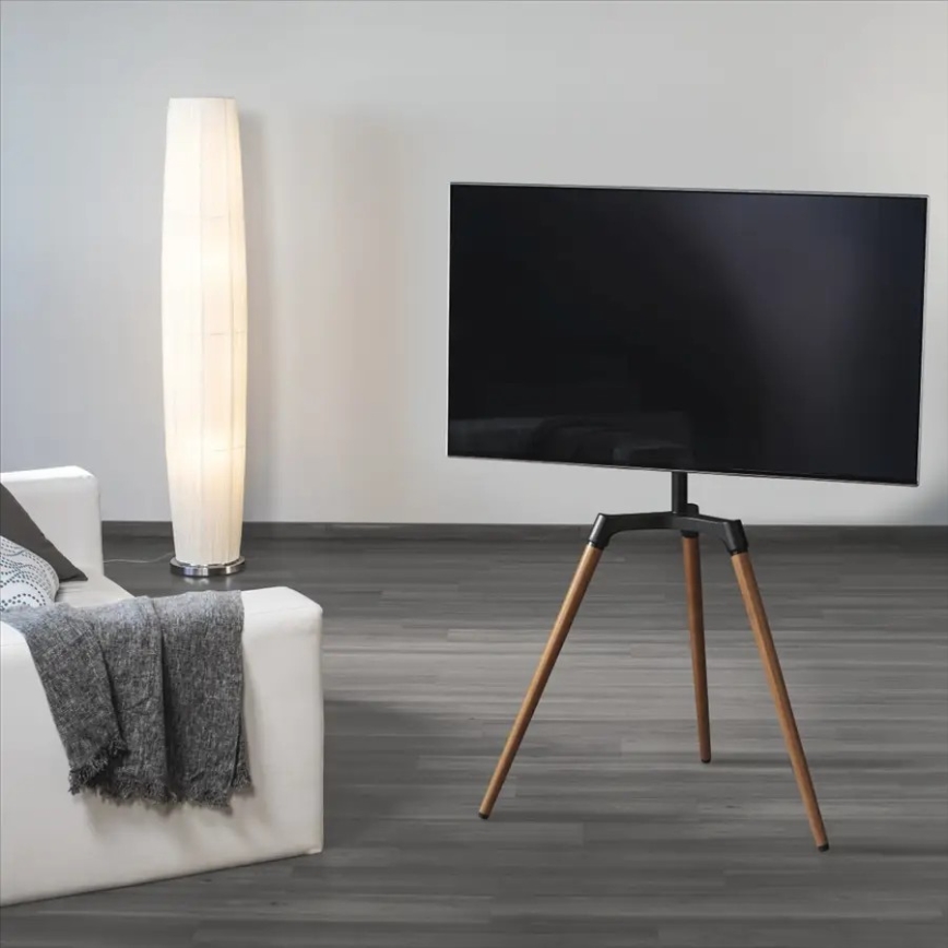 Hama - Floor holder for TV 32-65" black/walnut wood