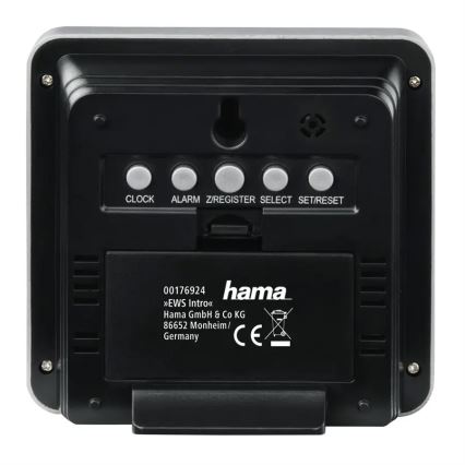 Hama - Weather station with LCD display and alarm clock 2xAA black/grey