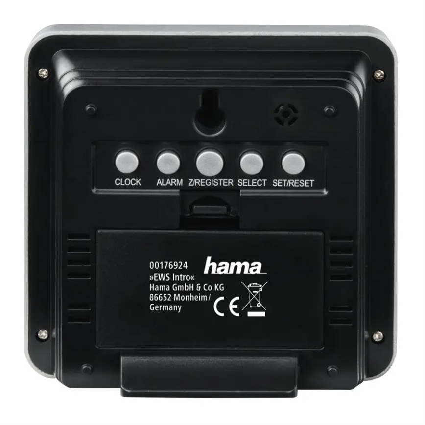 Hama - Weather station with LCD display and alarm clock 2xAA black/grey