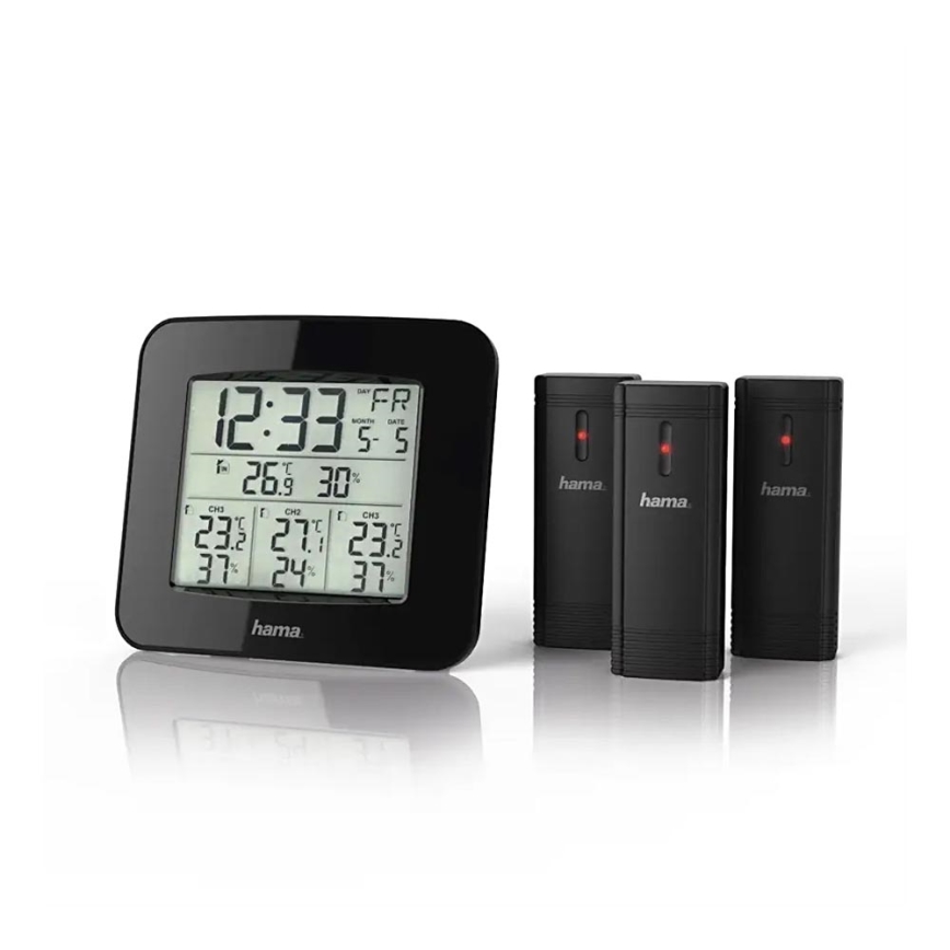 Hama - Weather station with LCD display and alarm clock 3xAAA + 3x sensor 2xAA