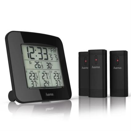 Hama - Weather station with LCD display and alarm clock 3xAAA + 3x sensor 2xAA