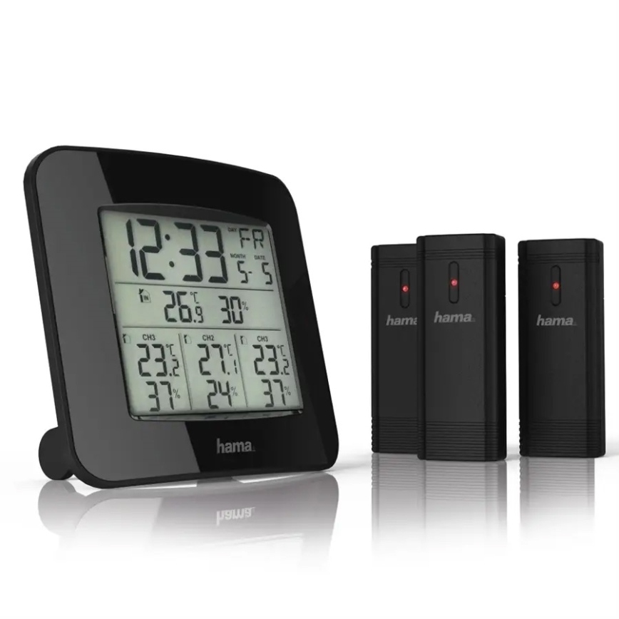 Hama - Weather station with LCD display and alarm clock 3xAAA + 3x sensor 2xAA
