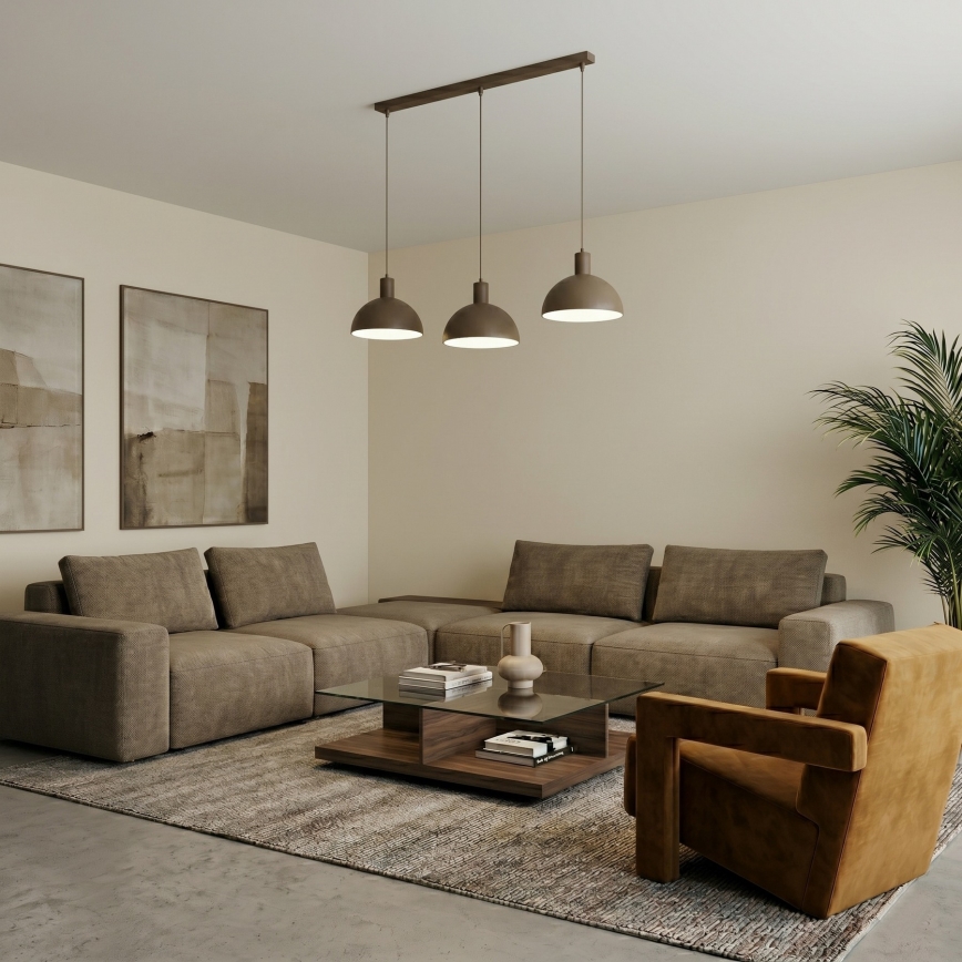 HANDA Cable Pendant Light 3x E27 / 15W / 230V — Brown