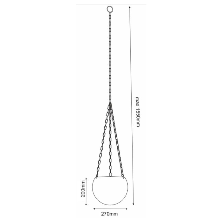 Hanging flowerpot 155x27 cm white