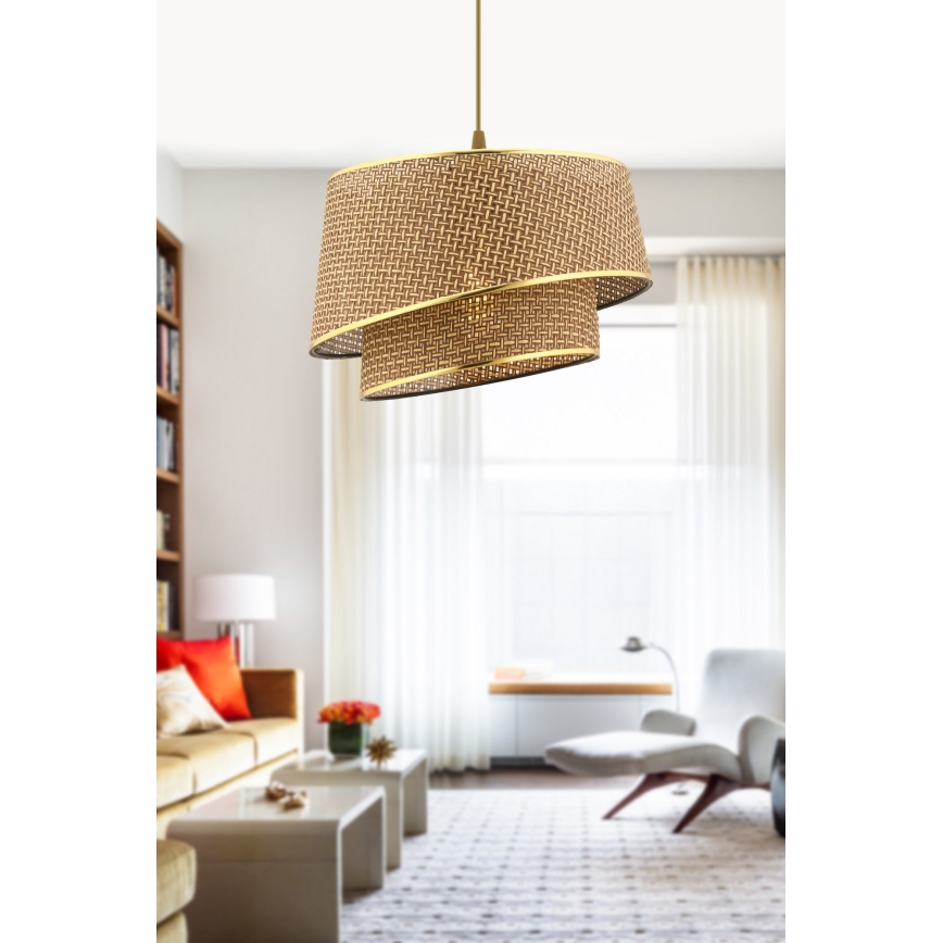 Hanging lamp BARETTE 1xE27/60W/230V brown/gold