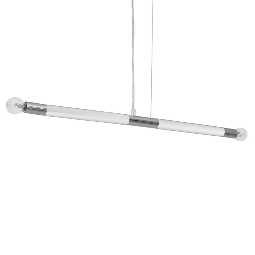 Hanging Lamp BASTONE WHITE 2×E14/40W/230V White / Polished Chrome