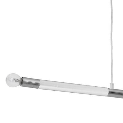 Hanging Lamp BASTONE WHITE 2×E14/40W/230V White / Polished Chrome